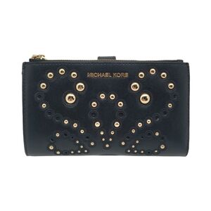 Michael Kors Adele Studded Leather Phone Wallet Black Gold